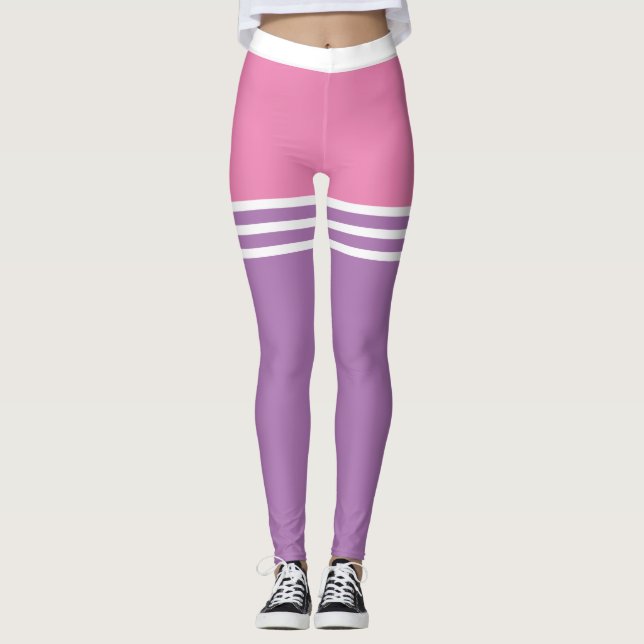 Legging Pastel | Mistura de cores douradas com tiras branc (Frente)