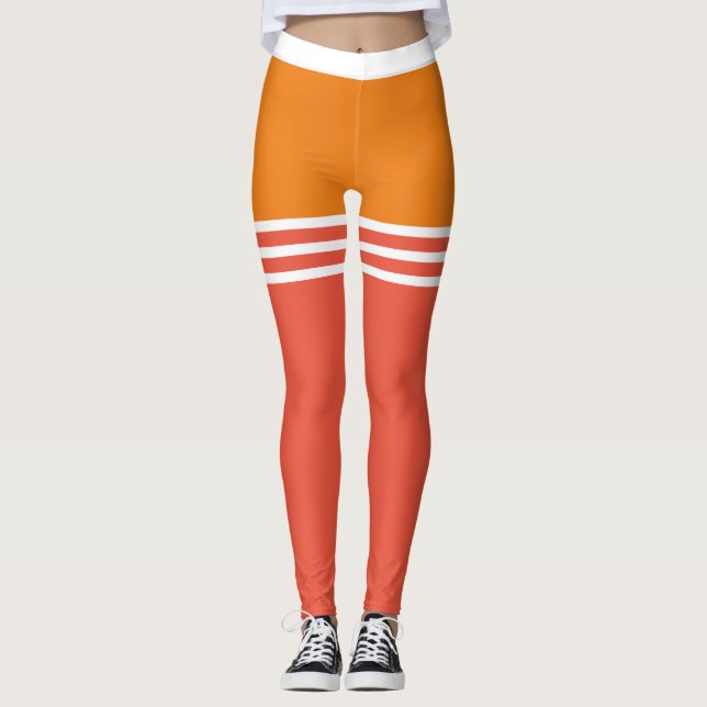 Legging Pastel | Mistura de cores douradas com tiras branc (Frente)