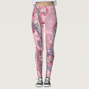 Legging Pastel paisley, tradicional padrão étnico uniforme