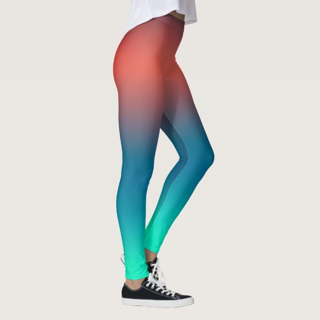 Legging Pastel Pale Turquoise Coral Abstrato Art (Direita)