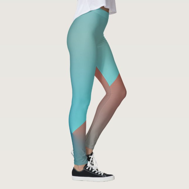 Legging Pastel Pale Turquoise Coral Abstrato Art (Direita)