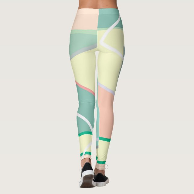 Legging Pastel Pálido Turquesa Abstrato (Verso)