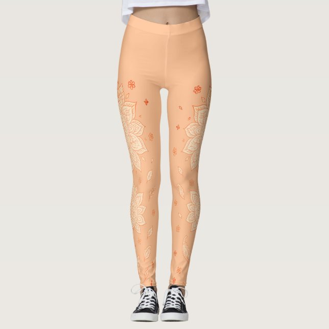 Legging Pastel Peach Mandala Minimalist Yoga (Frente)