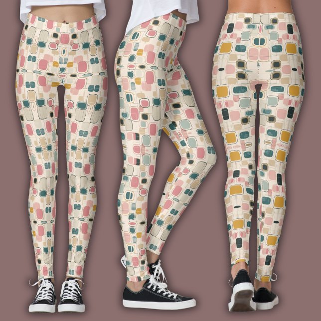 Legging Pastel Retro Pattern | Abstract Pebble & Pod (Criador carregado)