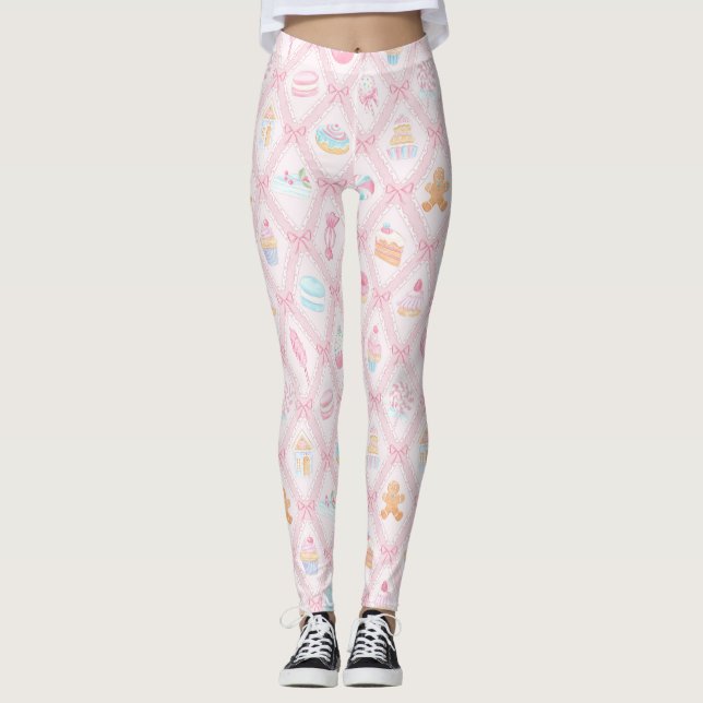 Legging Pastel Sweet Holiday Treats with Bows (Frente)