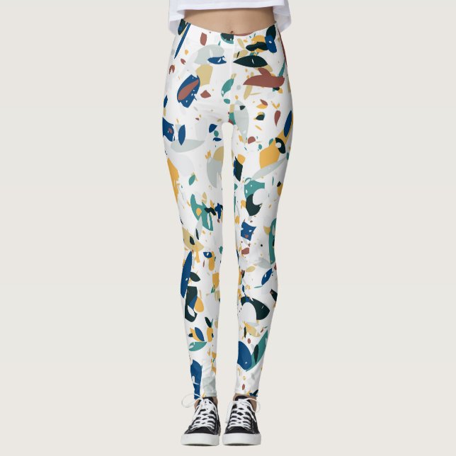 Legging Pastel Terrazzo: Padrão moderno de Abstrato. (Frente)