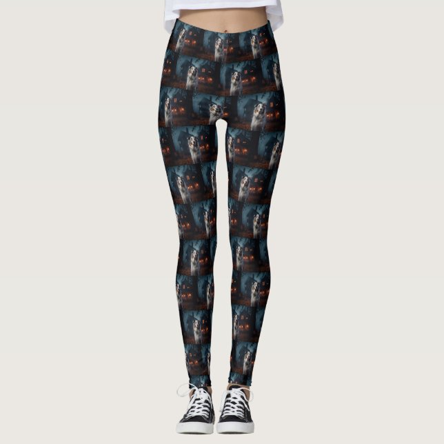 Legging Pastor Australiano de Halloween Assustador (Frente)