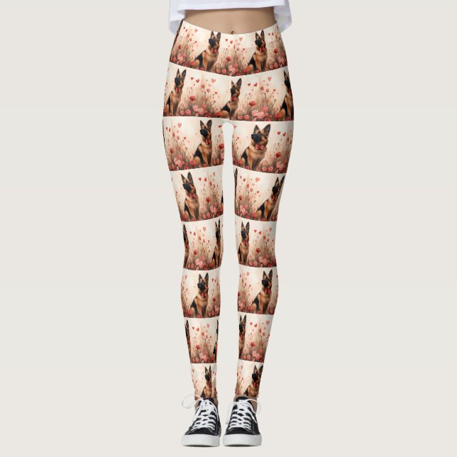 Legging Pastor Belga com Rosas - Dia dos Namorados (Frente)