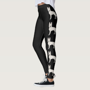 Legging Pastor Suíço Branco Cães de Desenho Animado Fofo