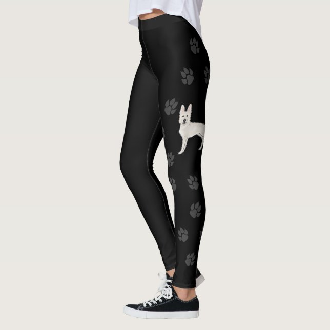 Legging Pastor Suíço Branco com patas cinzas (Esquerda)