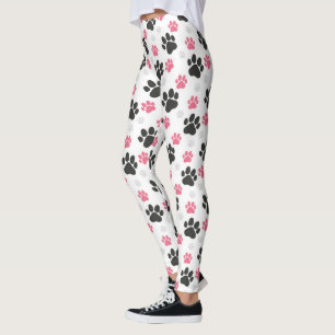 Legging Pata Rosa Preta Imprimir Cachorro Proprietário Pu