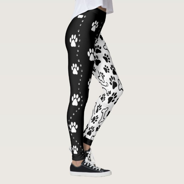 Legging Patas de Cachorro Preto e Branco (Direita)