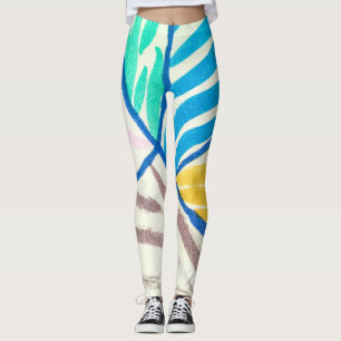 Legging Patchwork com aquarela: estilo de pintura sujo.