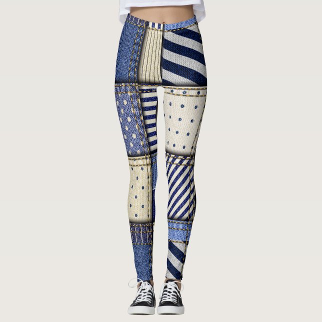 Legging Patchwork de Denim Azul (Frente)