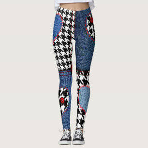 Legging Patchwork de Denim: padrão de Tecido sem falhas
