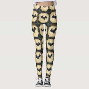Legging Patchwork do Grunge Denim Halloween com Bats (2)