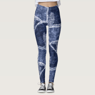 Legging Patchwork do Indigo: Textuturado verificado Elegân