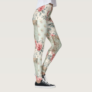 Legging Patchwork do Pastel Green Florals do Chique Vintag