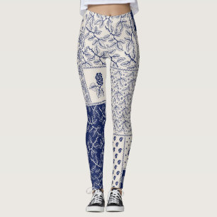 Legging Patchwork Floral do Indigo Blue Beige