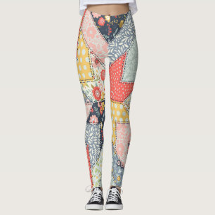 Legging Patchwork Floral: Vintage Ornament