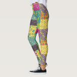 Legging Patchwork Maximalista do Boho Padrão<br><div class="desc">É como uma colcha de retalhos para as suas pernas. Essas leggings padronizadas ilustram uma colcha de retalhos florais corada em estilo boho maximalista em tons de amarelo,  laranja,  magenta,  azul-turquesa,  lacre,  verde limão e roxo.</div>