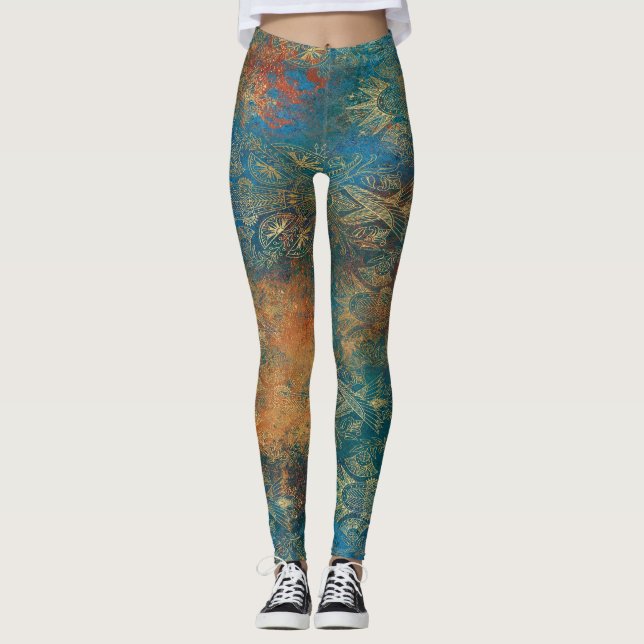 Legging Pátina de Cobre Azul-Verde (Frente)