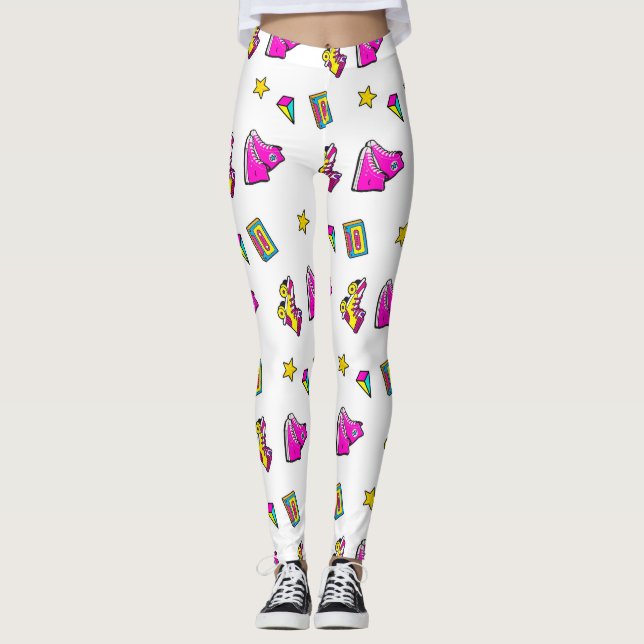 Legging Patins rosa e branco (Frente)