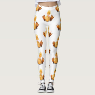 Legging Pato Amarelo Engraçado Reproduzindo Piscar os olho