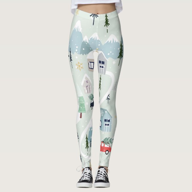 Legging Pátria de inverno: Natal do Urso Polar (Frente)