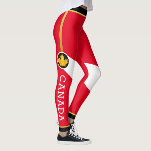 Legging Patriota Canadense Orgulhoso com Folha Dourada Map