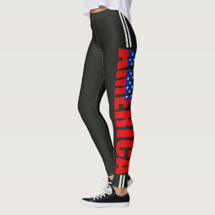 Legging Patriótico, Branco Vermelho e Azul, Estrelas e St