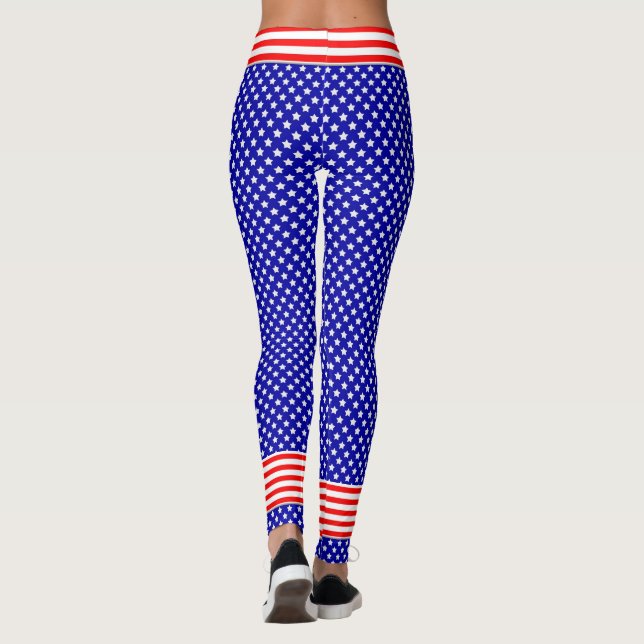 Legging Patriótico em Estrelas e Stripes Vermelhas, Branca (Verso)
