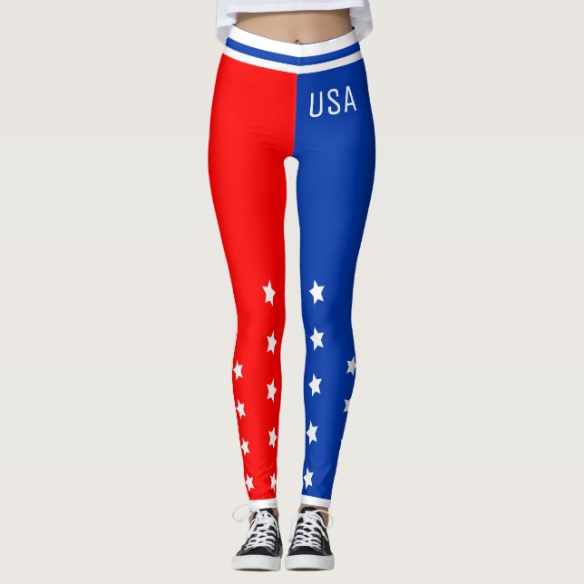 Legging Patriótico EUA Stars Red White e Blue (Frente)