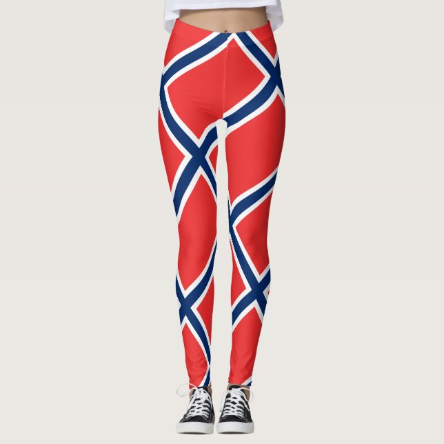 Legging Patriótico norueguês da bandeira de Noruega (Frente)