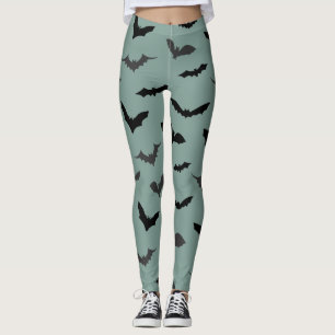 Legging Patterno de Morcegos Negros Spooky