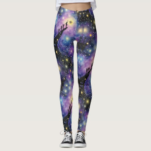 Legging Patterno sem costura do Céu da Galáxia Noite