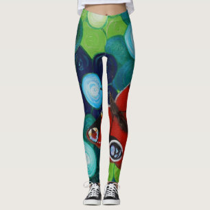 Legging Pavão-borboleta e pintura de flores