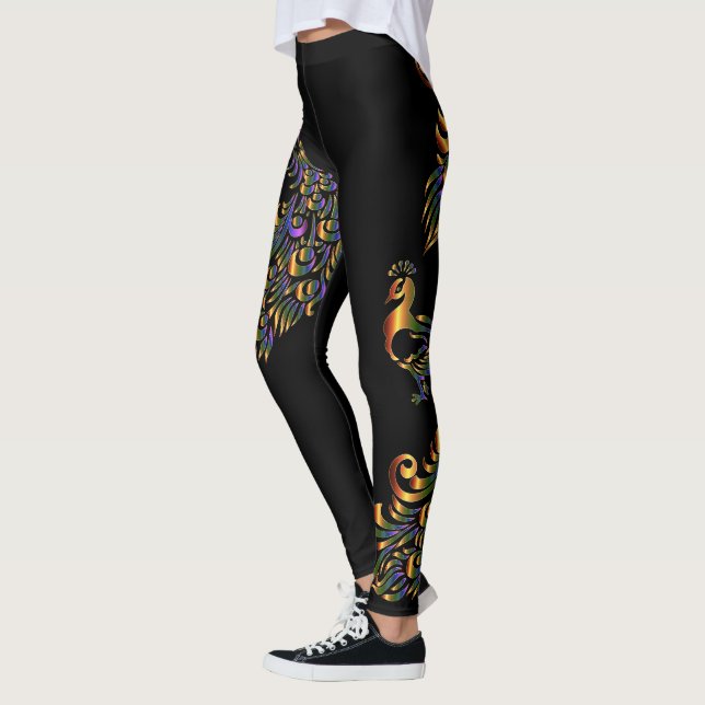 Legging Pavão Colorido Em Qualquer Legenda Colorida (Esquerda)