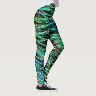 Legging Pavão Penas Azul Púrpura Azul