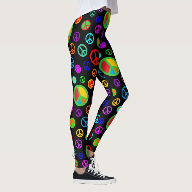 Legging PEACE - Padrão plano multicolorido + seu backgr. (Direita)