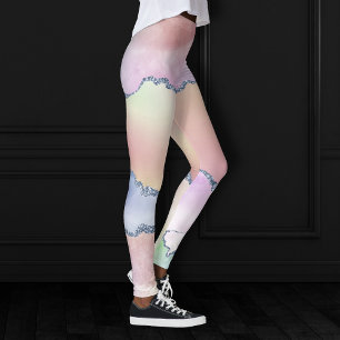 Legging Peach Agate   Bonito Ombro de Aquarela Holográfic