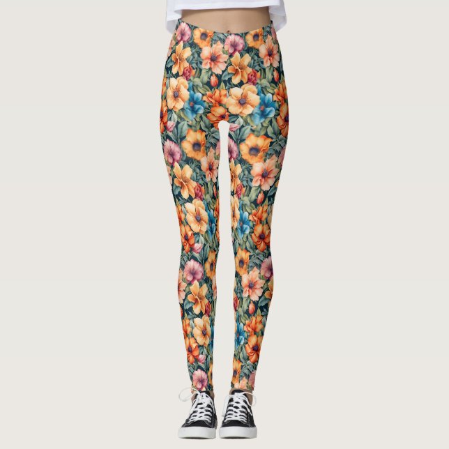 Legging Peach Apricot e Mauve Floral (Frente)