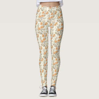 Legging Peach Blossom Floral estilo Vintage
