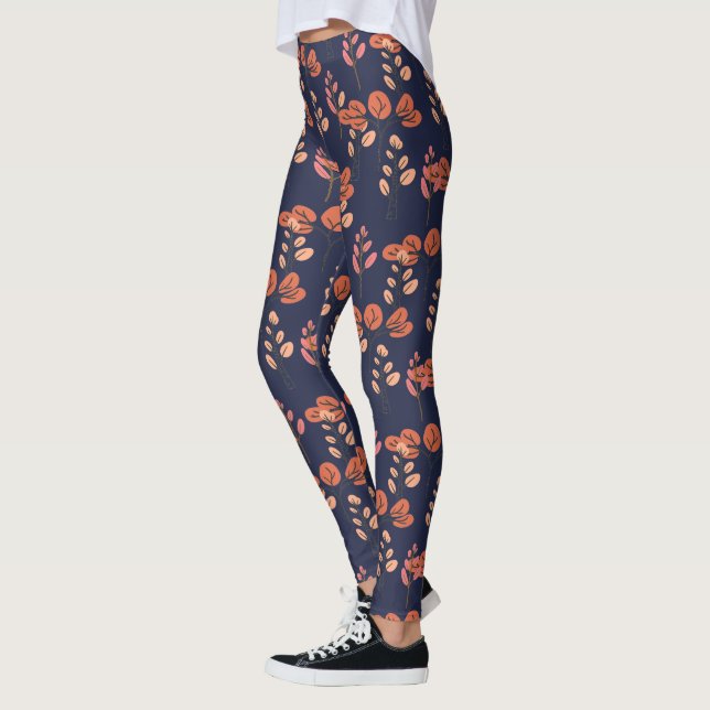 Legging Peach e Marinho Moderno Padrão Floral (Esquerda)