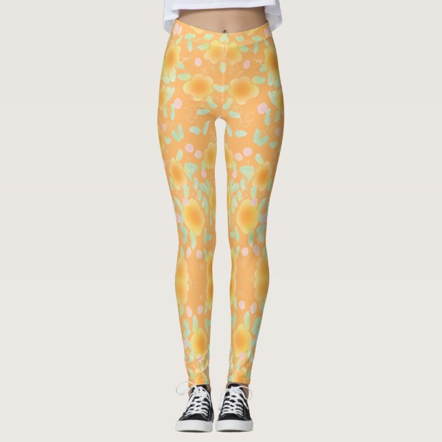 Legging Peach e Mint Verde Flor (Frente)