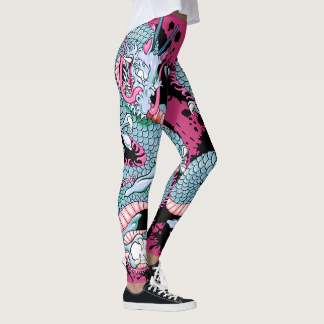 Legging Peach Melba Splash Dragon Tatuagem a Rosa (Direita)