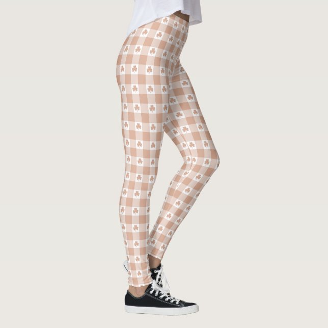 Legging Peach Plaid Shamrock Clover Retro Color (Direita)