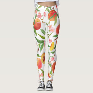 Legging Peach Tropical Fruta Vintage Pattern.