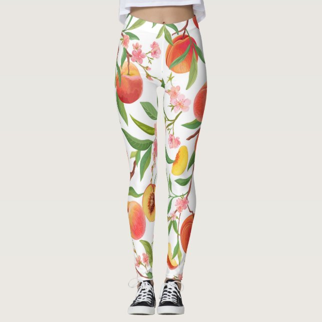 Legging Peach Tropical Fruta Vintage Pattern. (Frente)