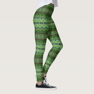 Legging Peacock Feather Mandala Emerald e Blue Symtry